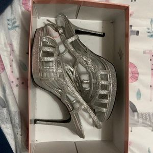 Silver glitter heels